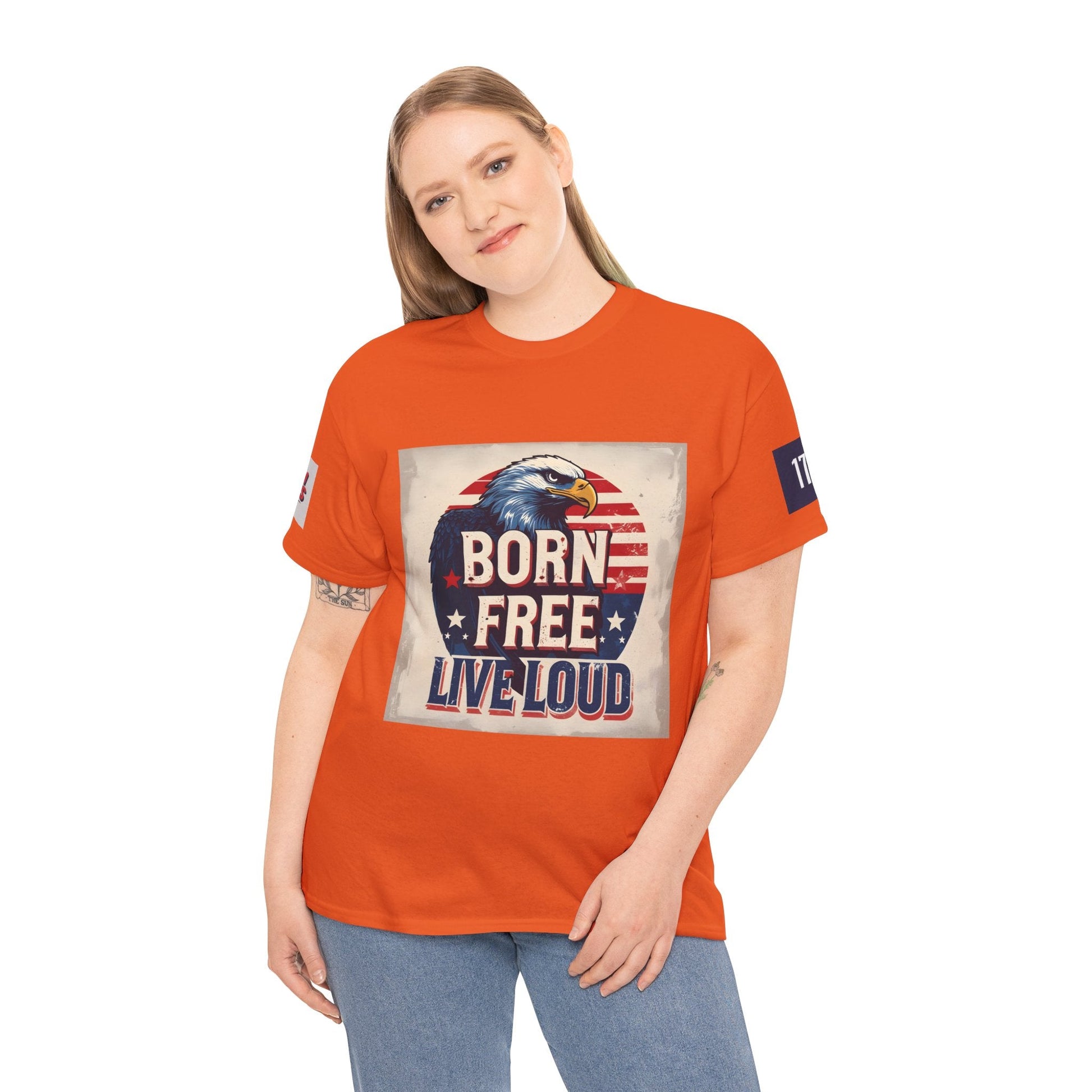 Patriotic Unisex Tee - Born Free Live Loud American Pride Shirt Printify