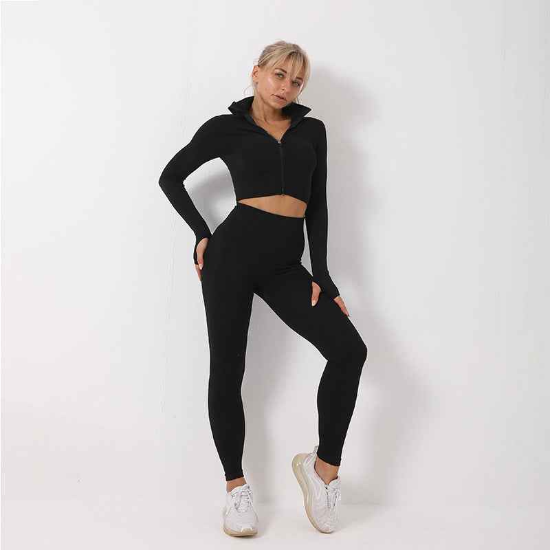 3PCS Women’s Seamless Yoga Set – Fitness Gym Leggings & Crop Top Sports Bra.