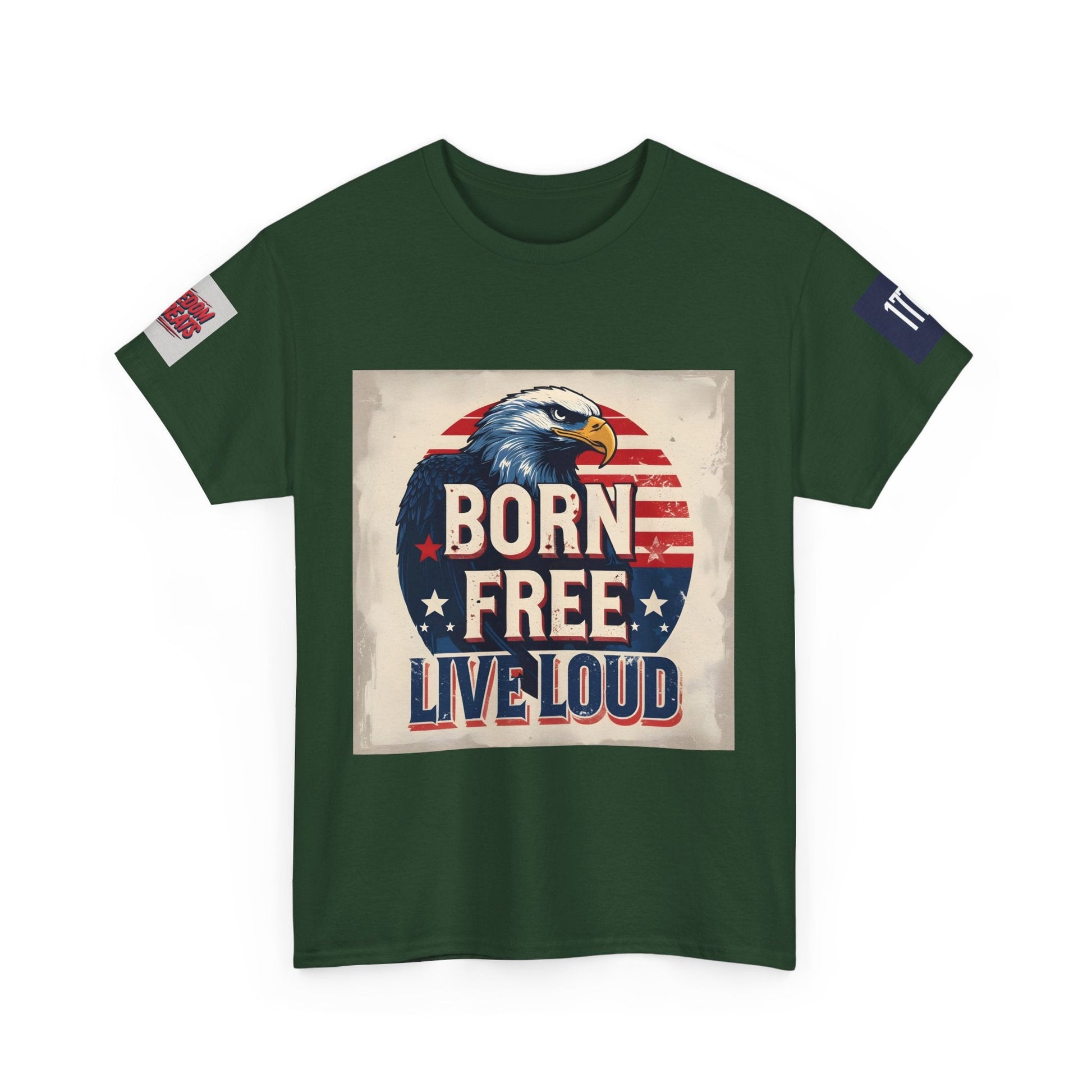 Patriotic Unisex Tee - Born Free Live Loud American Pride Shirt Printify