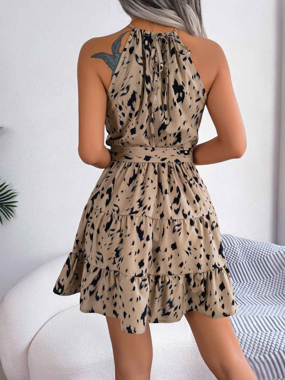 Casual Leopard Print Ruffled Swing Dress – Summer Beach & Vacation Outfit.
