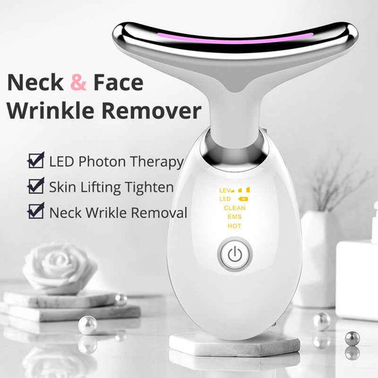 EMS Thermal Neck Lifting And Tighten Massager Electric Microcurrent Wrinkle Remover.