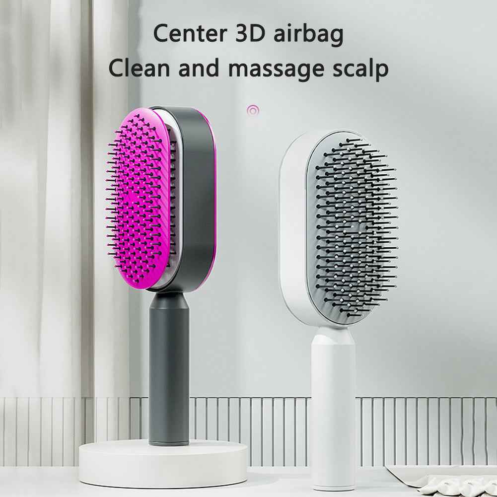 Self-Cleaning Anti-Static Hair Brush – One-Key Airbag Scalp Massager for Women.