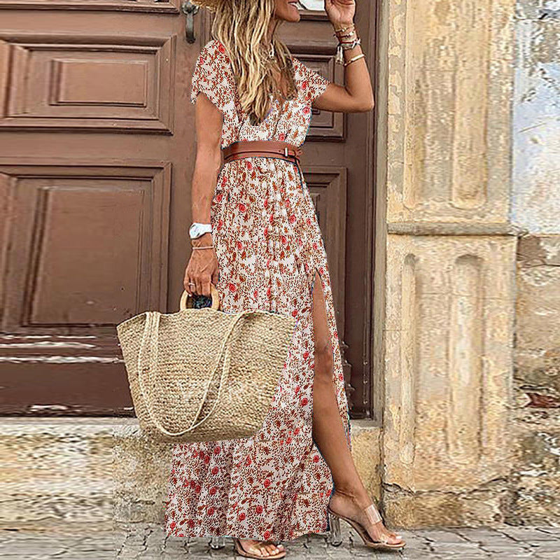 Fashionable Boho V-Neck Floral Dress – Flowy, Feminine & Effortlessly Chic.