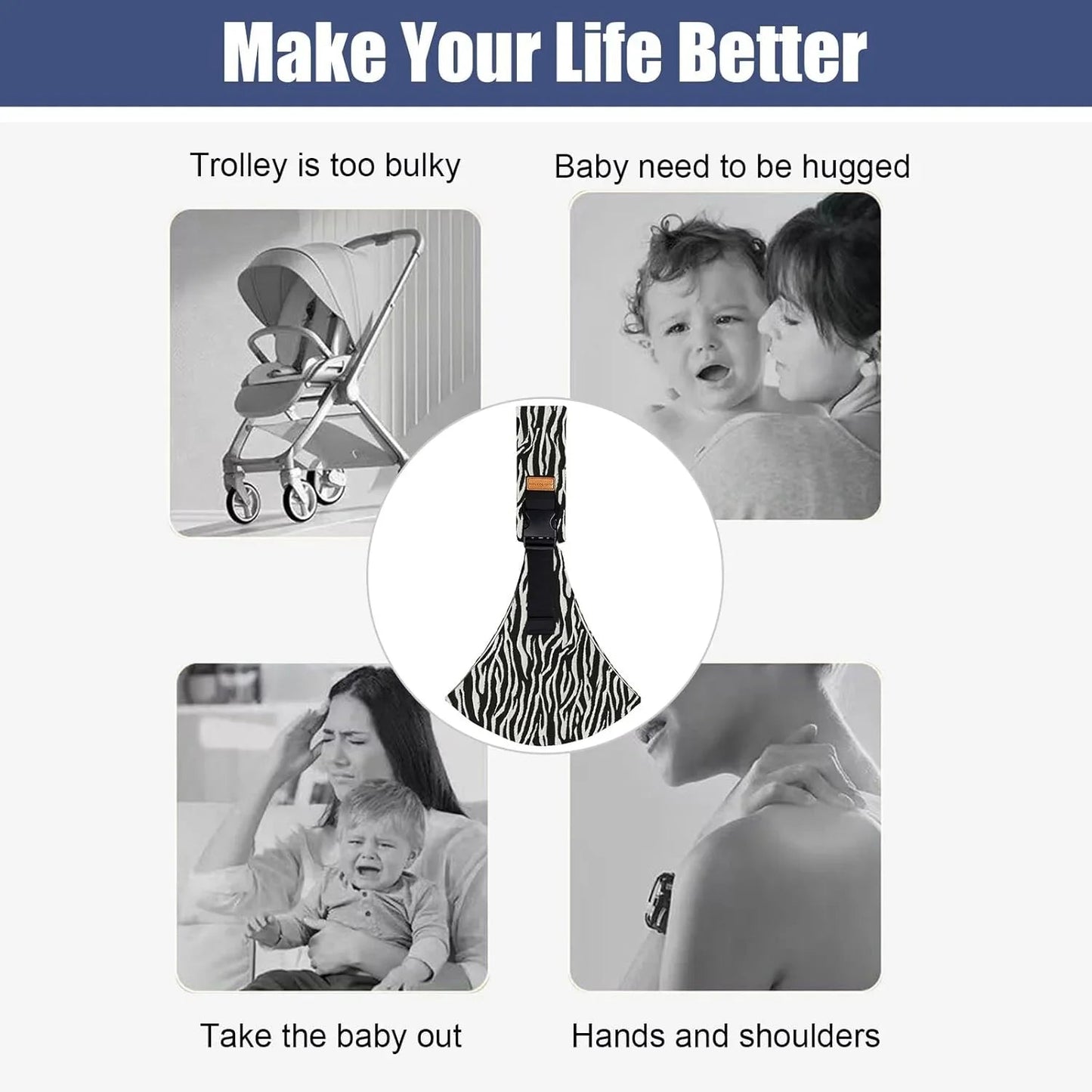 Adjustable Baby Sling Carrier – Portable Cotton Wrap with Padded Shoulder & Safety Buckles Stone's Store