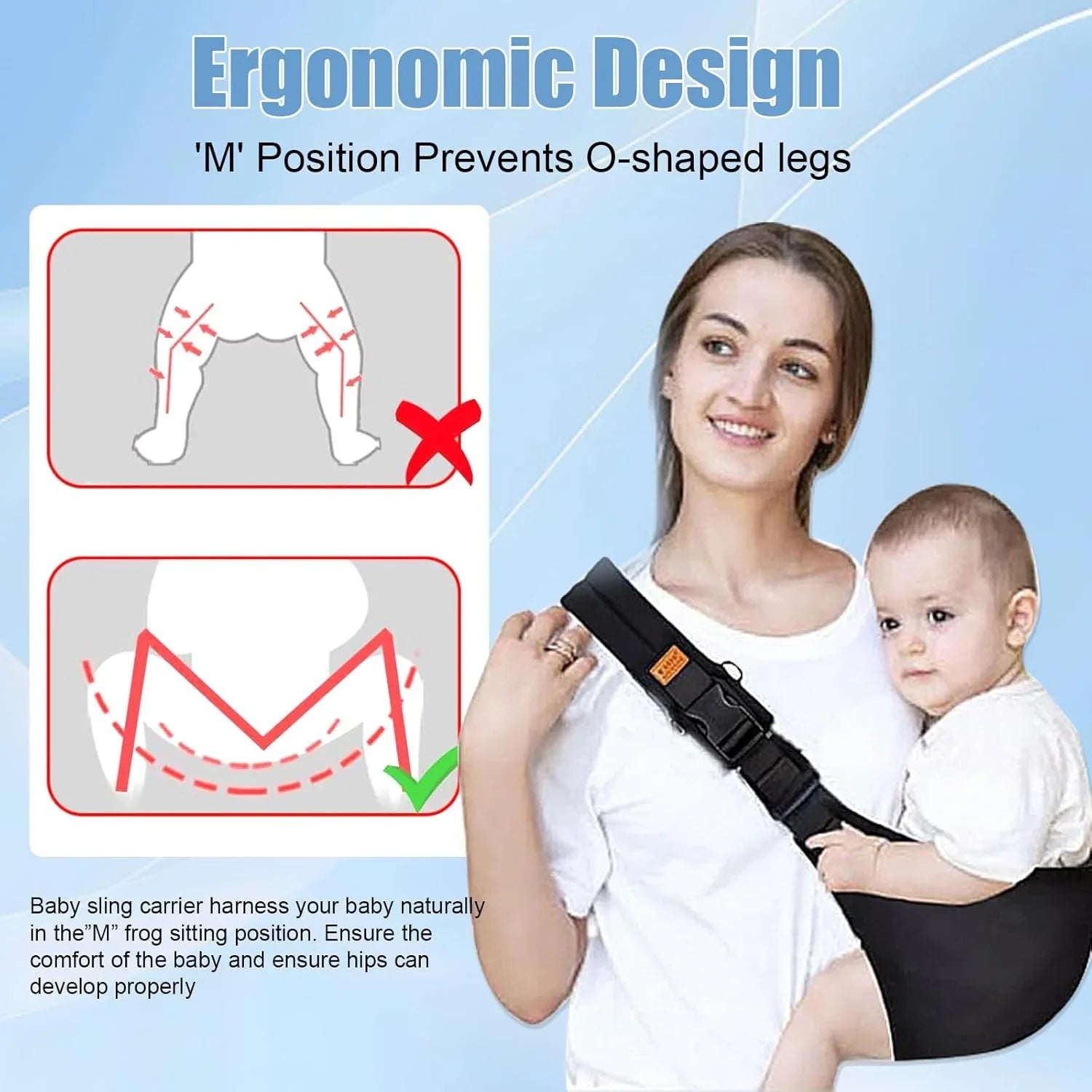 Adjustable Baby Sling Carrier – Portable Cotton Wrap with Padded Shoulder & Safety Buckles Stone's Store