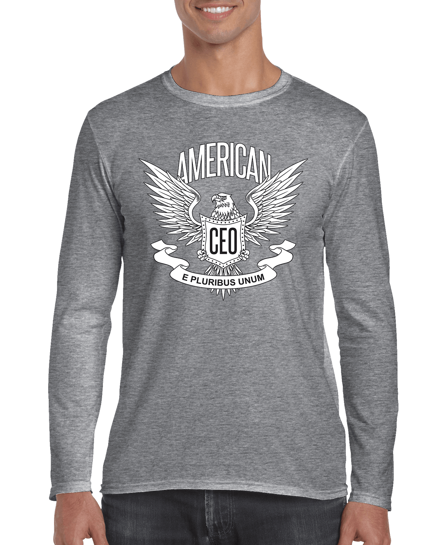 American CEO Patriotic Eagle Men’s Long Sleeve Shirt – Freedom Graphic Tee DC-THE CEO