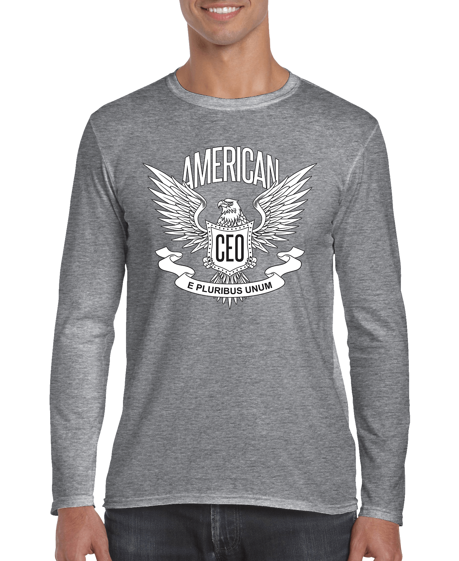 American CEO Patriotic Eagle Men’s Long Sleeve Shirt – Freedom Graphic Tee DC-THE CEO