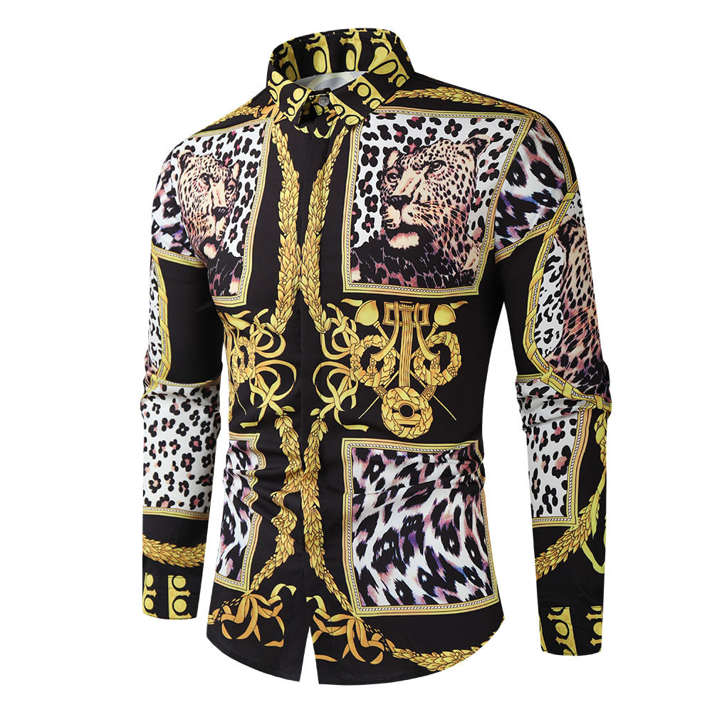 Men's Luxury Long-Sleeved Printed Shirt – Bold Dress Shirt for Casual & Formal Wear.