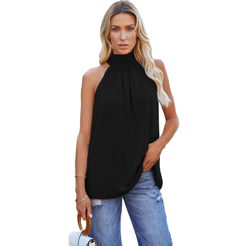 Women’s Summer Solid Color Sleeveless Mid-Length Pullover Vest – Casual Top.