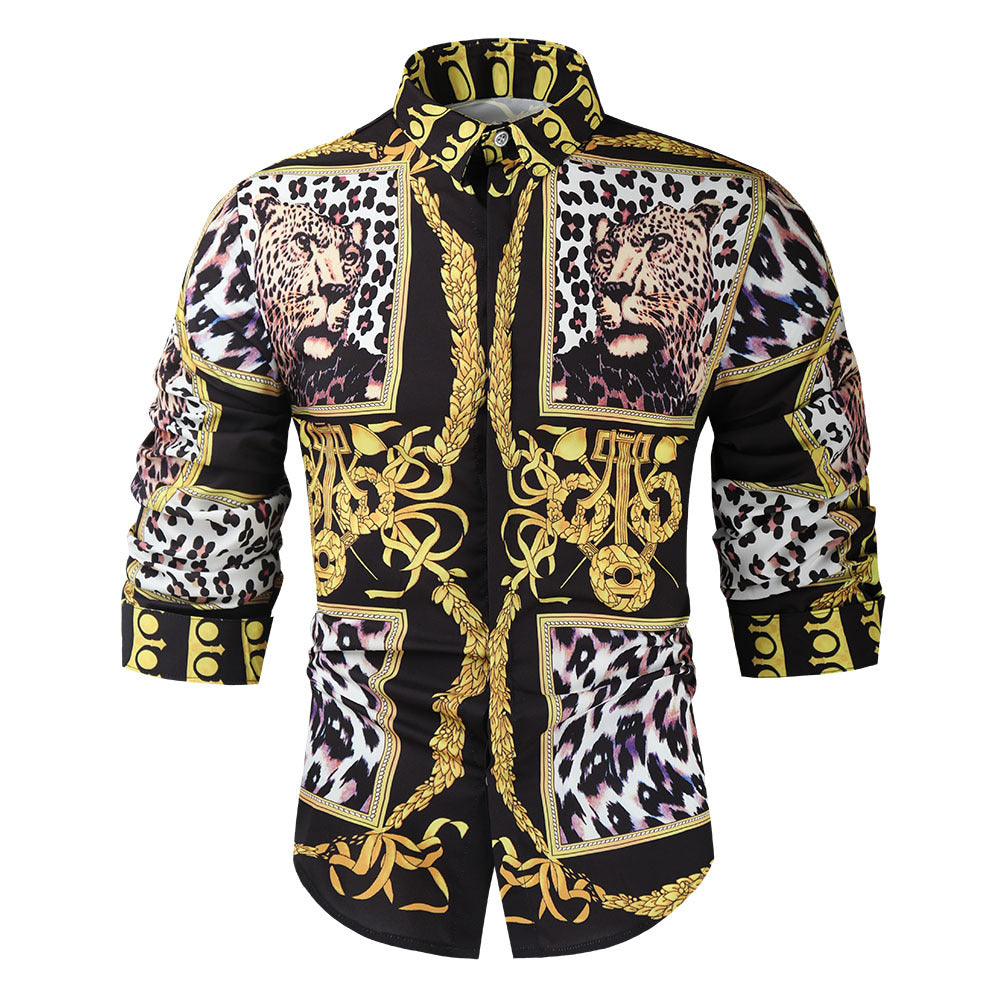 Men's Luxury Long-Sleeved Printed Shirt – Bold Dress Shirt for Casual & Formal Wear.