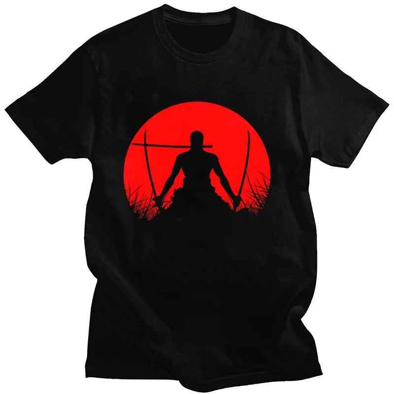 Men’s One Piece Anime T-Shirt – Luffy & Zoro Cotton Round Neck Summer Tee.
