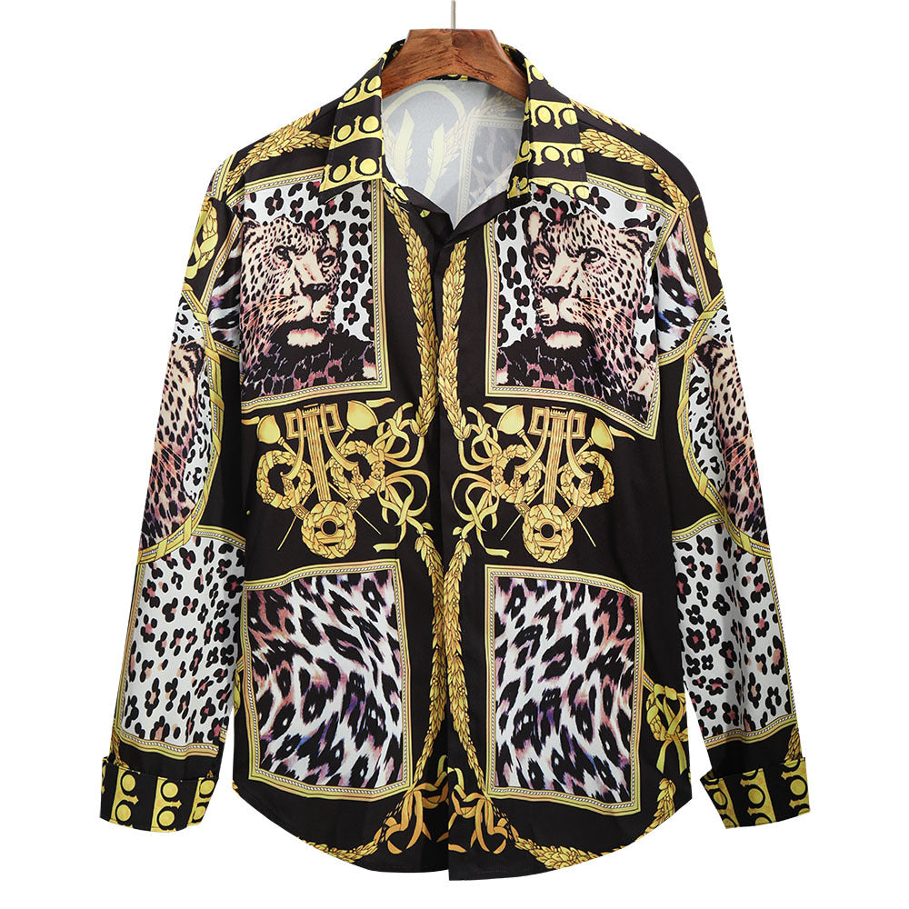Men's Luxury Long-Sleeved Printed Shirt – Bold Dress Shirt for Casual & Formal Wear.