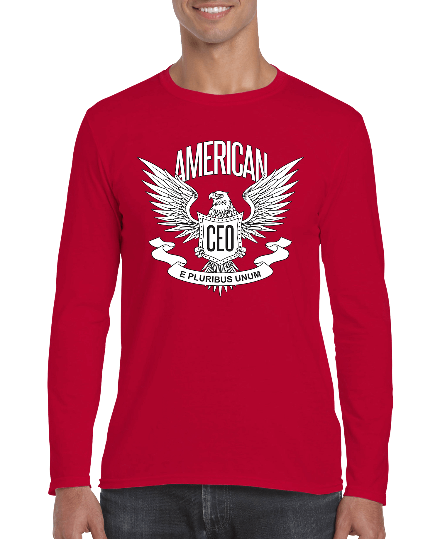 American CEO Patriotic Eagle Men’s Long Sleeve Shirt – Freedom Graphic Tee DC-THE CEO