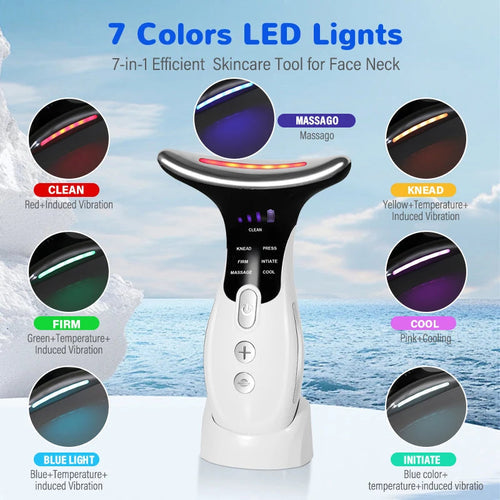 7 Colors LED Facial Massager – Anti-Wrinkle Neck & Face Beauty Device Bright Starz Store