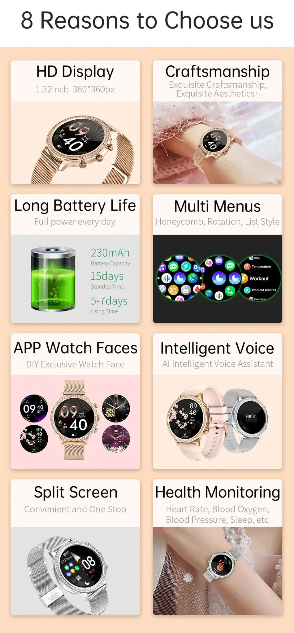2025 Women’s Smartwatch | Bluetooth Call, PPG+ECG Health Tracker, Sport Mode Dropshipman