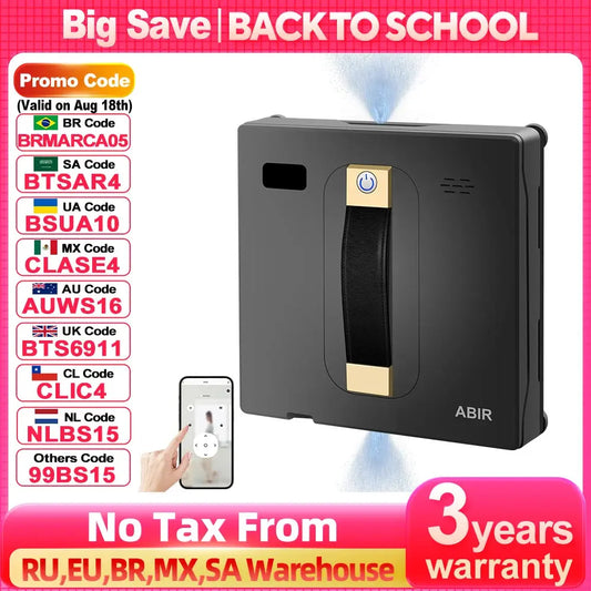 ABIR WD8 Robot Window Cleaner | Smart Glass Cleaning Robot with Dual Water Spray & Laser Sensor.