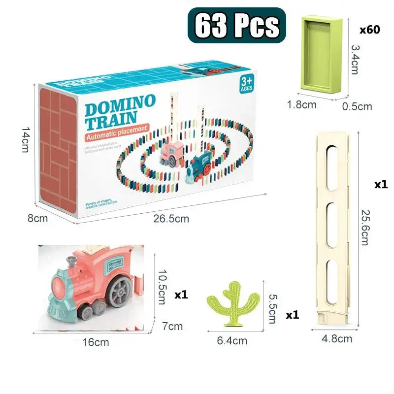Kids Automatic Domino Train Set | Electric Car Dominoes Educational Toy for Boys & Girls.