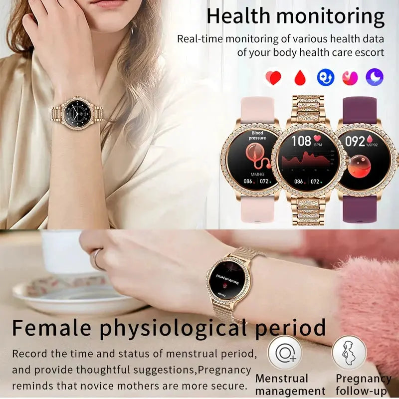 2025 Women’s Gold Luxury Smartwatch | 1.32" HD Screen, Voice Call & Heart Rate Monitor - Bright Starz Store