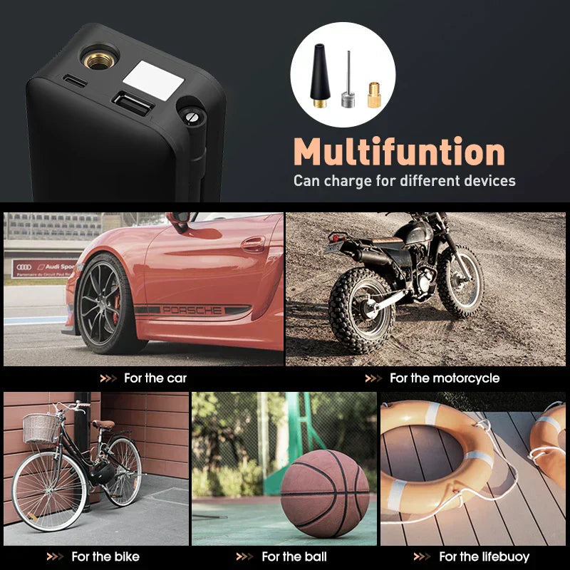 Rechargeable Tire Inflator – Digital Cordless Air Pump for Cars, Bikes & More Stone's Store