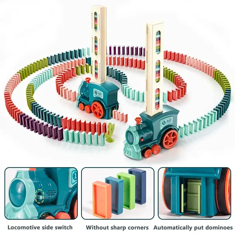 Kids Automatic Domino Train Set | Electric Car Dominoes Educational Toy for Boys & Girls.
