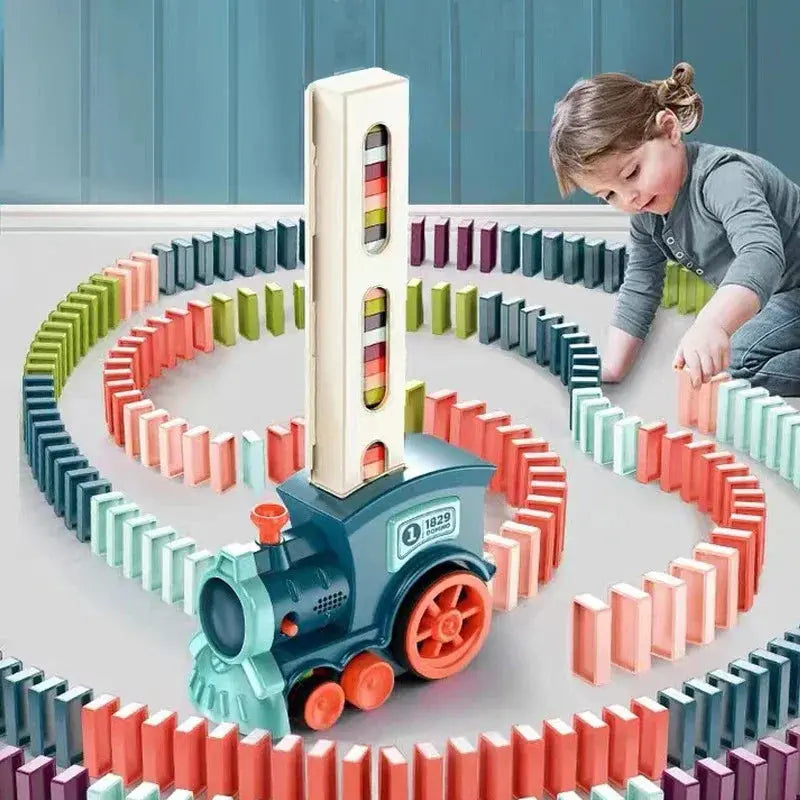 Kids Automatic Domino Train Set | Electric Car Dominoes Educational Toy for Boys & Girls.