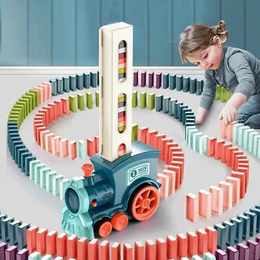 Kids Automatic Domino Train Set | Electric Car Dominoes Educational Toy for Boys & Girls.