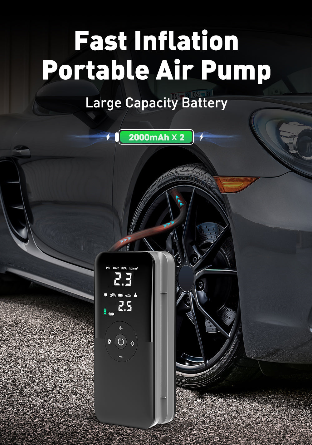 Rechargeable Tire Inflator – Digital Cordless Air Pump for Cars, Bikes & More Stone's Store