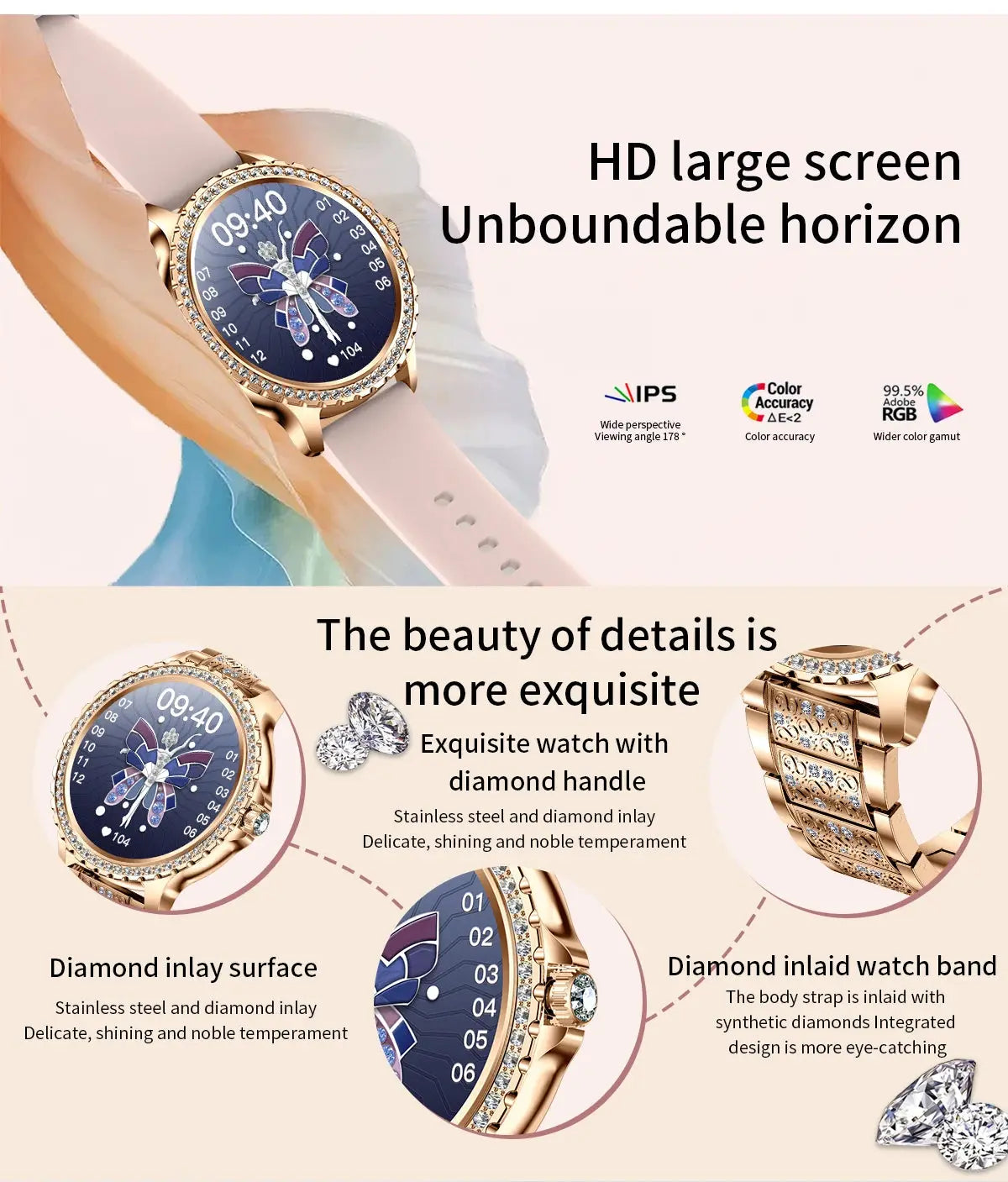 2025 Women’s Gold Luxury Smartwatch | 1.32" HD Screen, Voice Call & Heart Rate Monitor - Bright Starz Store
