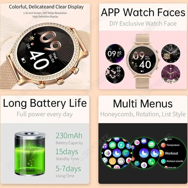 2025 Women’s Smartwatch | Bluetooth Call, PPG+ECG Health Tracker, Sport Mode Dropshipman