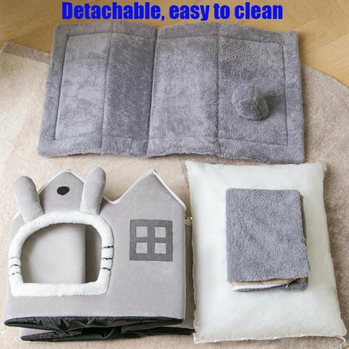 Removable Roof Plush Pet House – Cozy Indoor Bed for Cats & Small Dogs Bright Starz Store