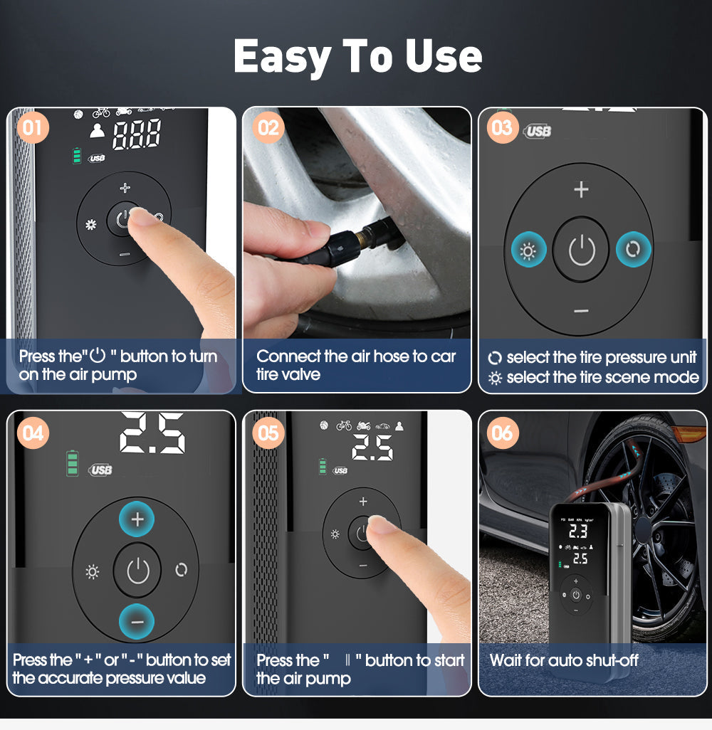 Rechargeable Tire Inflator – Digital Cordless Air Pump for Cars, Bikes & More Stone's Store