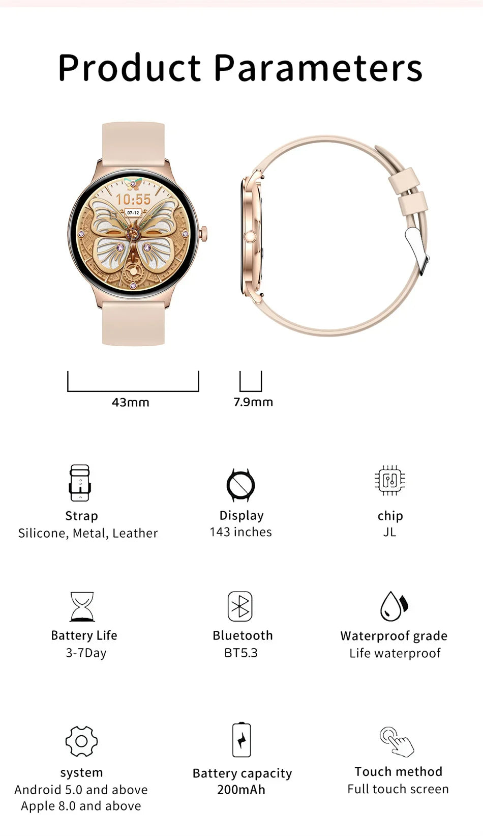 Glamora™ Women’s Ultra Thin Smartwatch – Elegant Fitness & Health Tracker Jooeniok Watch Store