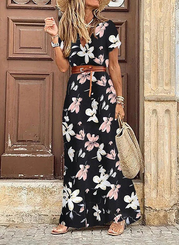 Fashionable Boho V-Neck Floral Dress – Flowy, Feminine & Effortlessly Chic.