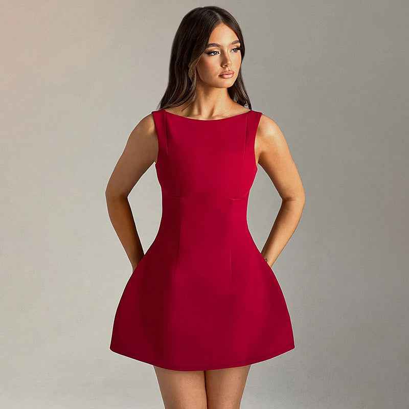 Waist-Cinching Sleeveless Dress – Flattering Summer Casual & Party Outfit for Women.