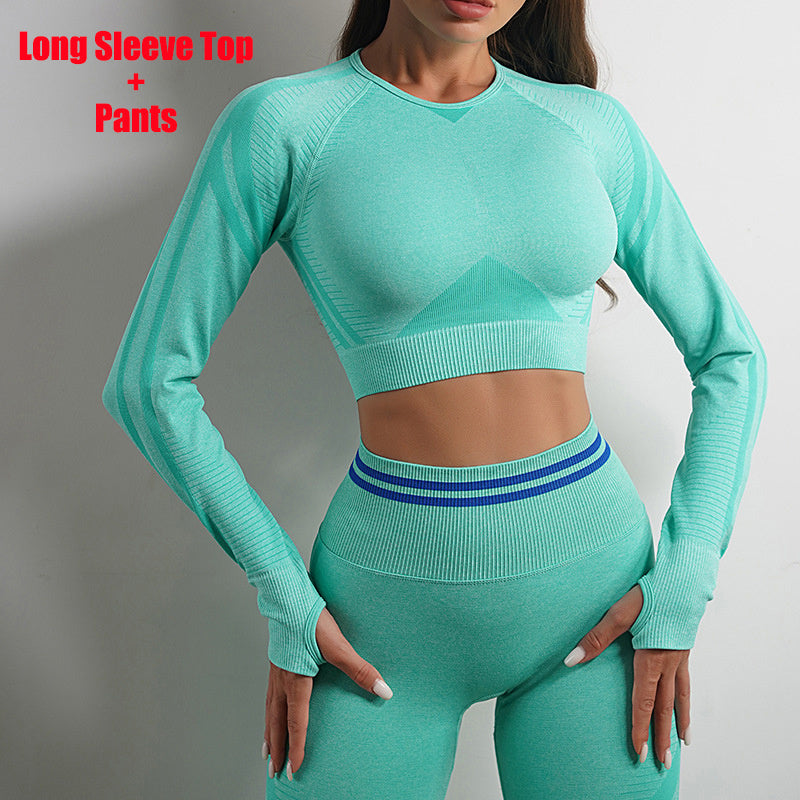 Seamless Yoga Pants & Long Sleeve Tops | Butt-Lifting Slim Fit Workout Sportswear.