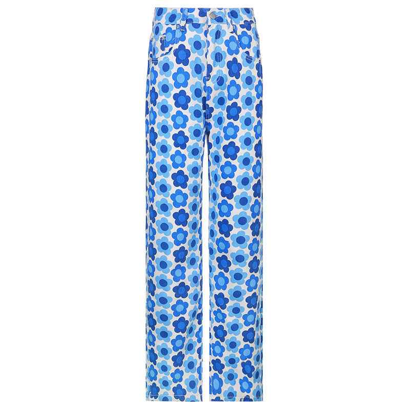 High-Rise Floral Print Straight-Leg Jeans – Flattering, Chic & Everyday Comfort.