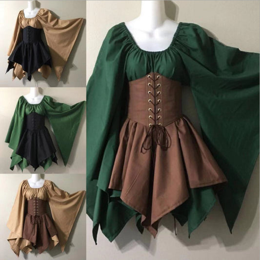 Women’s Renaissance Dress Costume | Long Sleeve Medieval Vintage Gown - Bright Starz Store