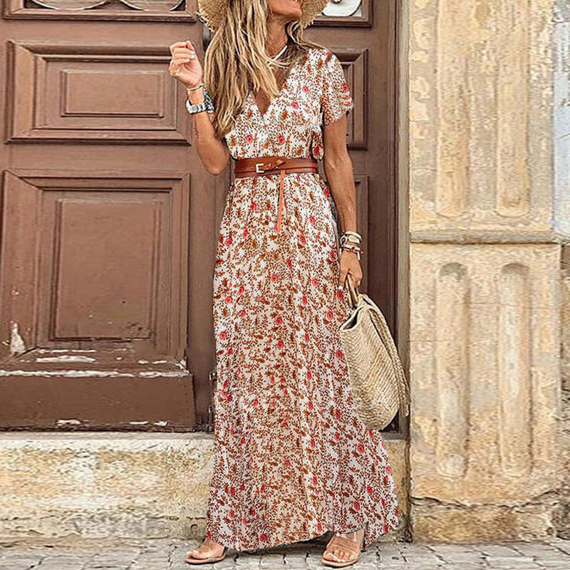 Fashionable Boho V-Neck Floral Dress – Flowy, Feminine & Effortlessly Chic.