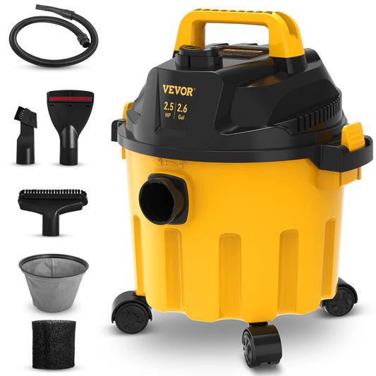 VEVOR Wet Dry Vac – 2.6 Gal 3-in-1 Portable Shop Vacuum with Blower & Attachments.