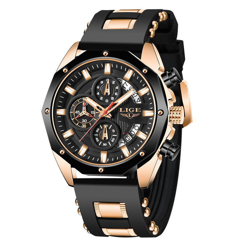 Luxury Men’s Sport Watch | Waterproof Quartz Chronograph Silicone Wristwatch - Bright Starz Store