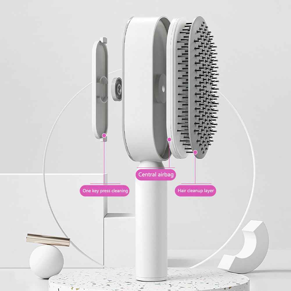Self-Cleaning Anti-Static Hair Brush – One-Key Airbag Scalp Massager for Women.