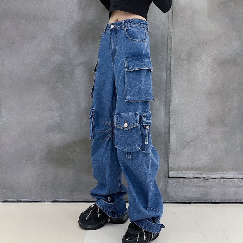 Women’s Baggy Wide Leg Jeans – High-Waist Casual Loose Denim Pants cjdropshipping