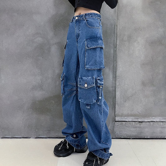 Women’s Baggy Wide Leg Jeans – High-Waist Casual Loose Denim Pants cjdropshipping