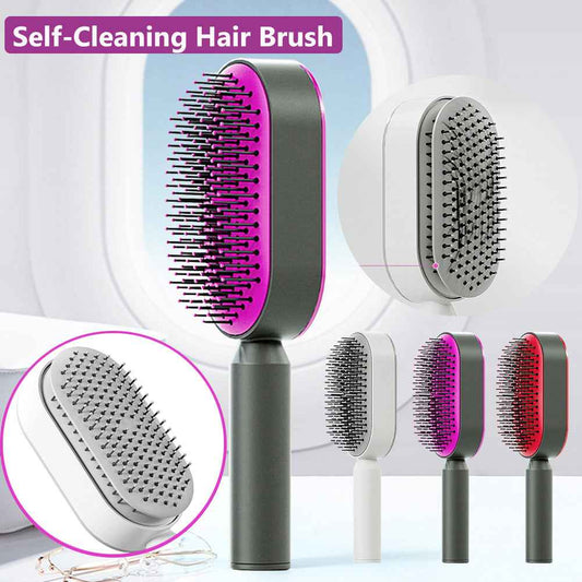 Self-Cleaning Anti-Static Hair Brush – One-Key Airbag Scalp Massager for Women.