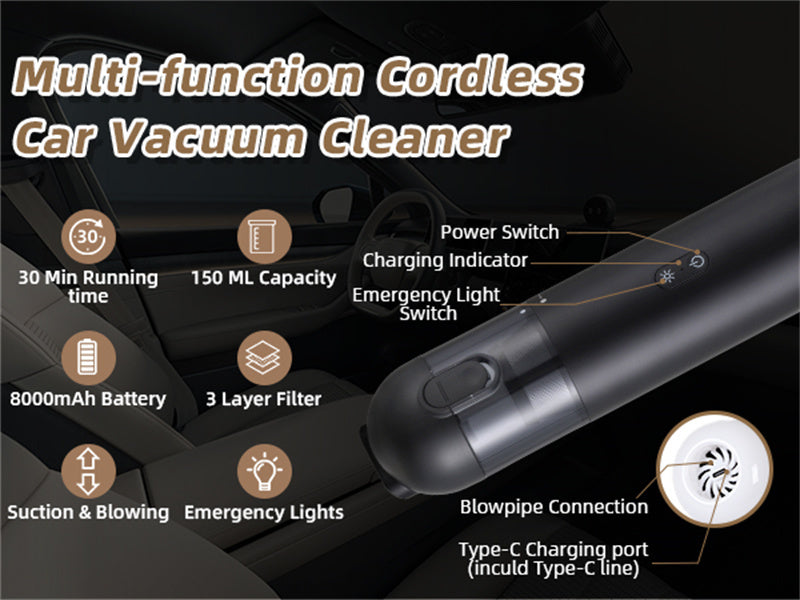 Shell Multifunctional Car Vacuum Cleaner 10kPa Outdoor Suction Blowing And Charging Integrated Car Vacuum Cleaner cjdropshipping