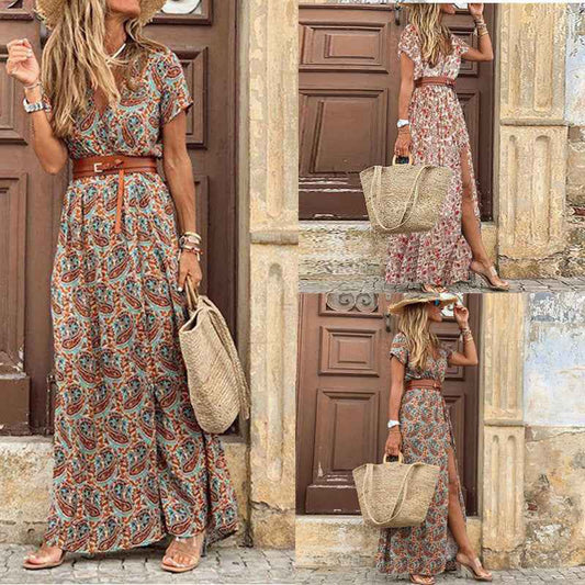 Fashionable Boho V-Neck Floral Dress – Flowy, Feminine & Effortlessly Chic.
