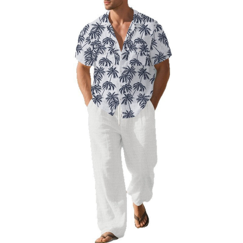 Beach Vacation Casual Loose Trousers Two-Piece Suit for Men – Relaxed, Stylish & Effortlessly Cool.