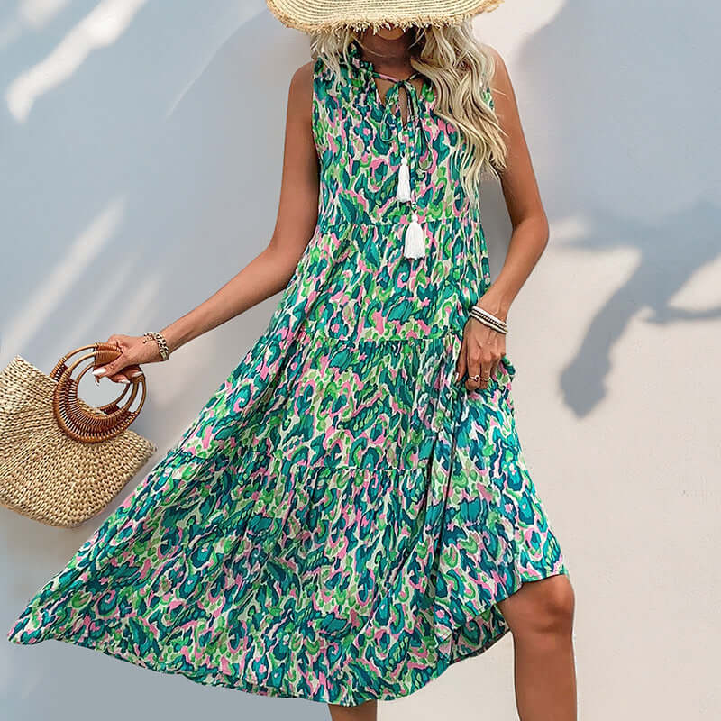 Women’s Elegant Sleeveless Boho Dress – Flowy, Feminine & Effortless Summer Charm.