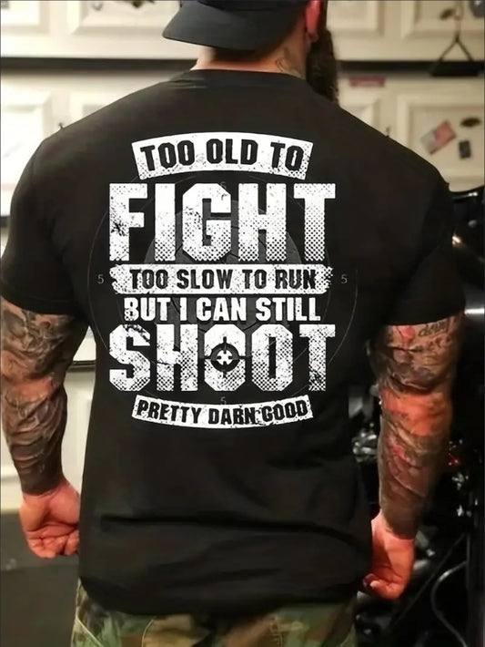 Plus Size Men’s Fight Shoot Graphic T-Shirt – Big & Tall Short Sleeve Summer Top.