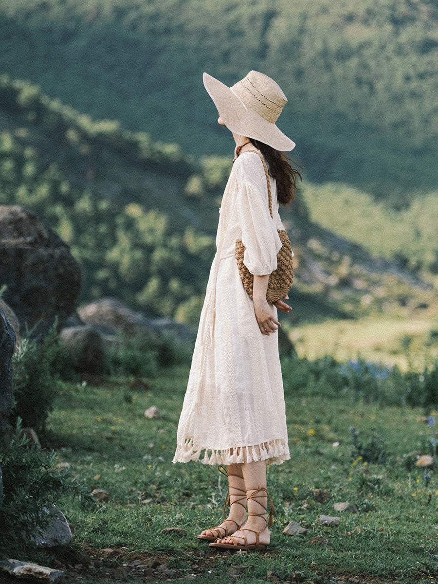 Boho Chic Heavy Two-Piece Dress – Elegant Maxi Skirt & Top Set for Women.